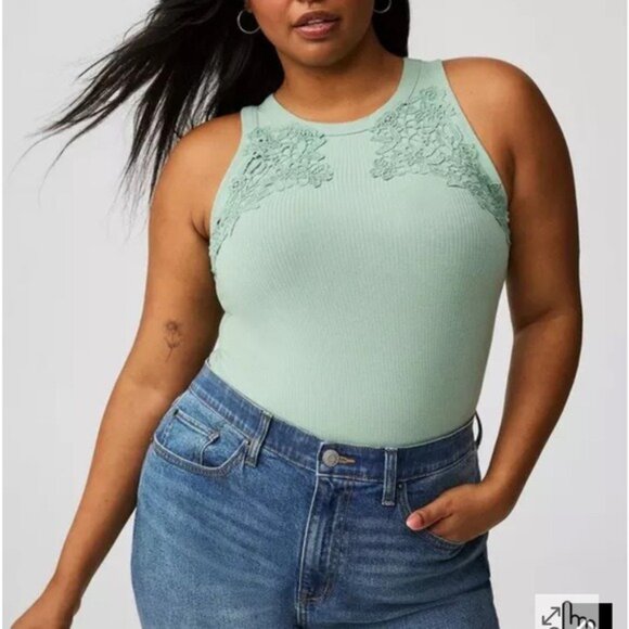 Torrid Mint Light Green Ribbed Tank Top Size 2X NWT - Picture 2 of 11